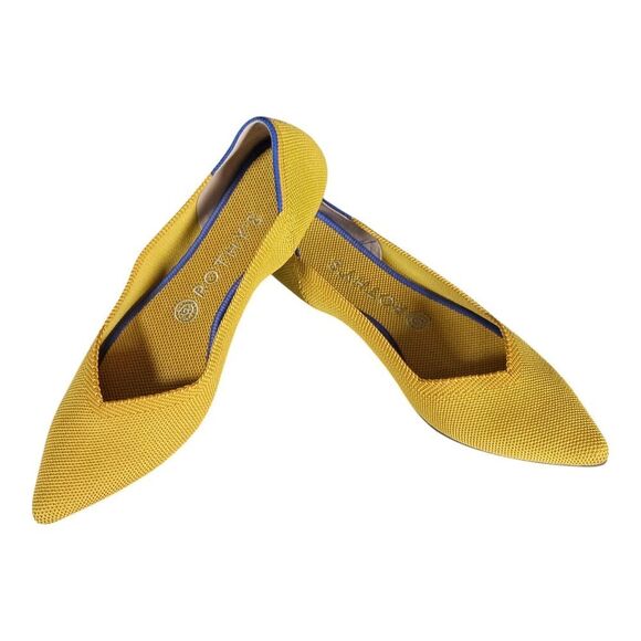 Rothys Pointed Toe Flats - Stylish Women's Ballet Shoes 8.5 Yellow Knit - Picture 6 of 11